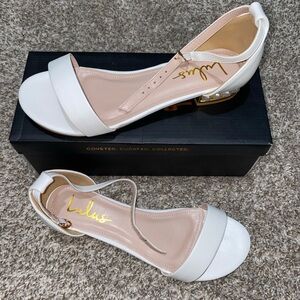 Lulus White pearl heel bridal shoe